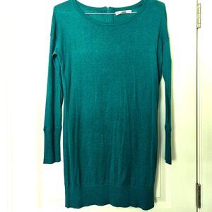 Kaisely Teal Green Cotton Tunic Pullover w Zippered Back